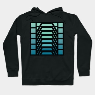 “Dimensional Stairway (No.2)” - V.3 Blue/Green - (Geometric Art) (Dimensions) - Doc Labs Hoodie